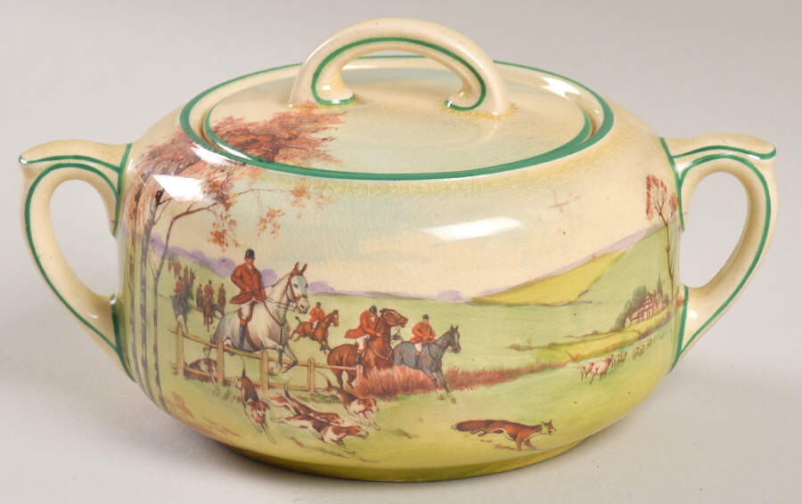 Fox Hunting A Sugar Bowl & Lid by Royal Doulton-1