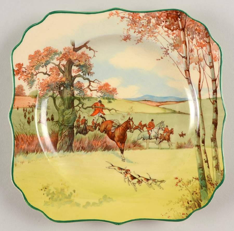 Fox Hunting A Square Salad Plate by Royal Doulton-1