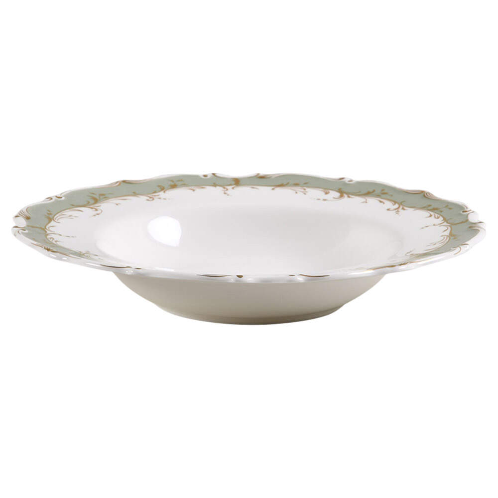 Fontainebleau Green Rim Soup Bowl by Royal Doulton-1