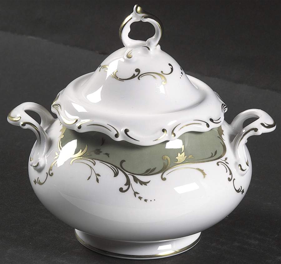 Fontainebleau Green Sugar Bowl & Lid by Royal Doulton-1