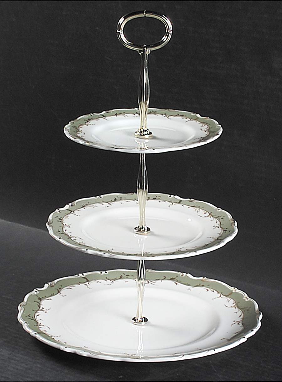 Fontainebleau Green 13 7/8"-14 1/4" 3-Tiered Serving Tray(DP,SP,BB) HC by Royal Doulton-1