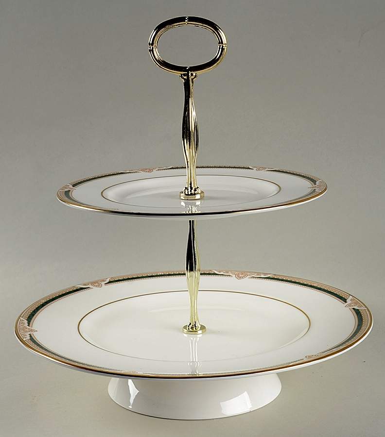 Forsyth 11 1/4"  2 Tier Footed Serving Tray (DP,SP,FR) HC by Royal Doulton-1