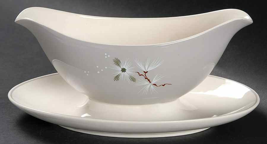 Frost Pine Gravy Boat with Attached Underplate by Royal Doulton-1