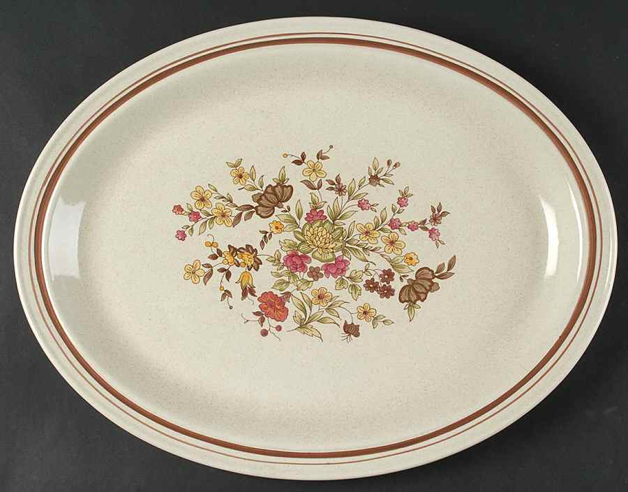 Gaiety Brown 16" Oval Serving Platter by Royal Doulton-1