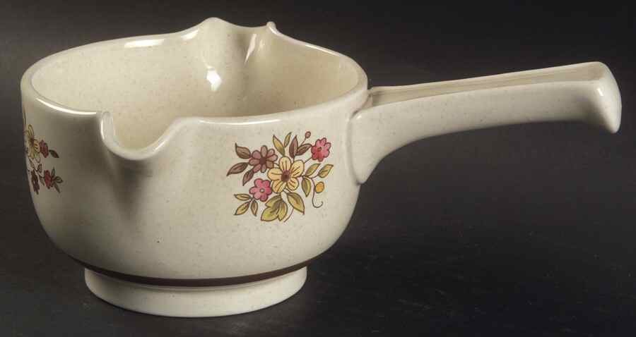Gaiety Brown Gravy Boat w/Stick Handle by Royal Doulton-1