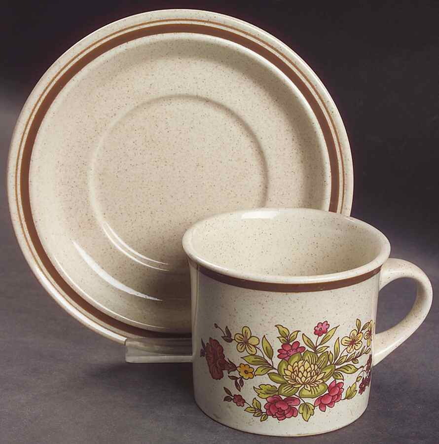 Gaiety Brown Flat Cup & Saucer Set by Royal Doulton-1