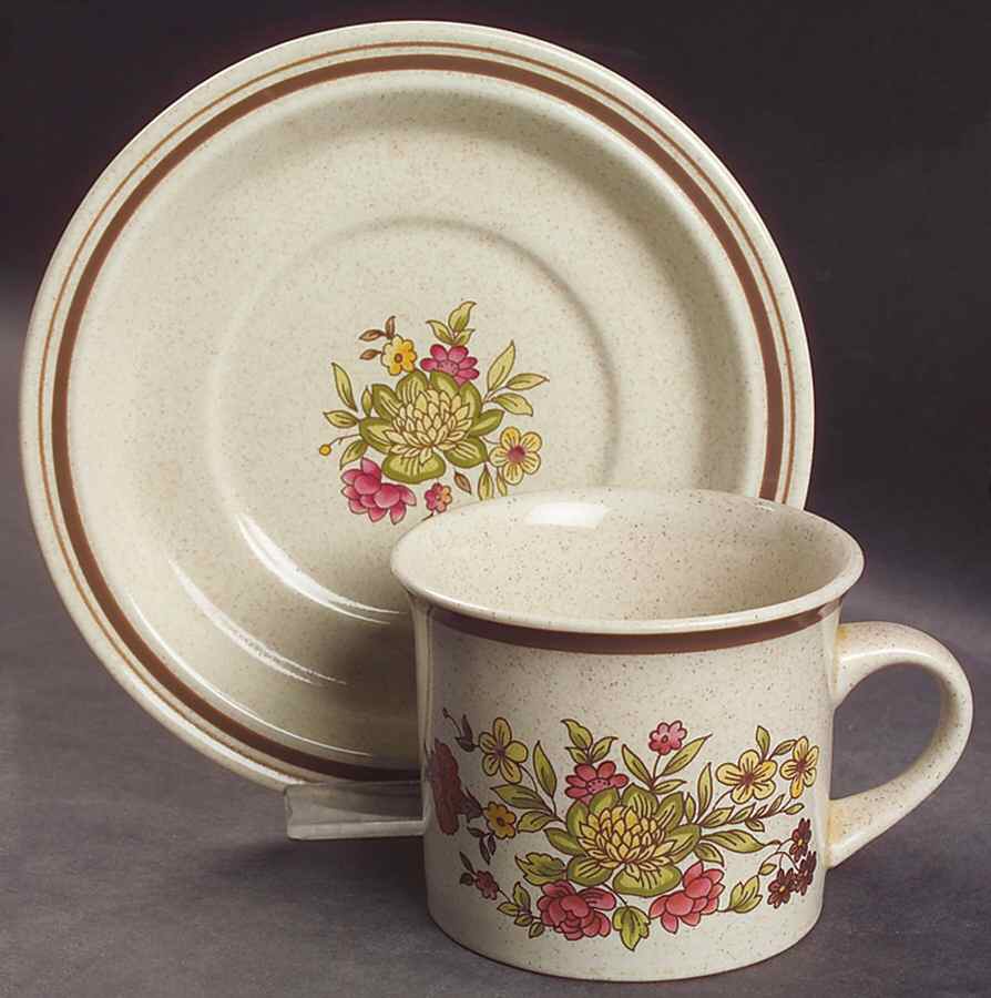 Gaiety Brown Flat Cup & Saucer Set by Royal Doulton-1