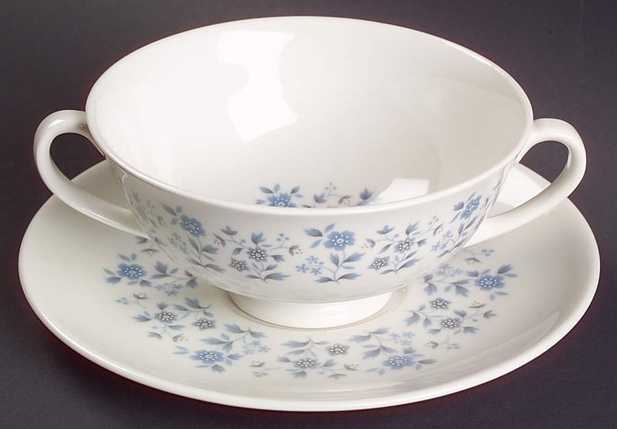 Galaxy Footed Cream Soup Bowl & Cup Saucer Set by Royal Doulton-1