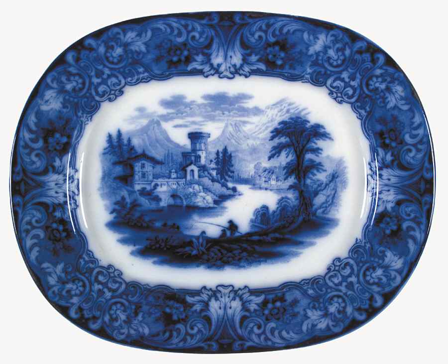 Geneva (Flow Blue) 14" Oval Serving Platter by Royal Doulton-1