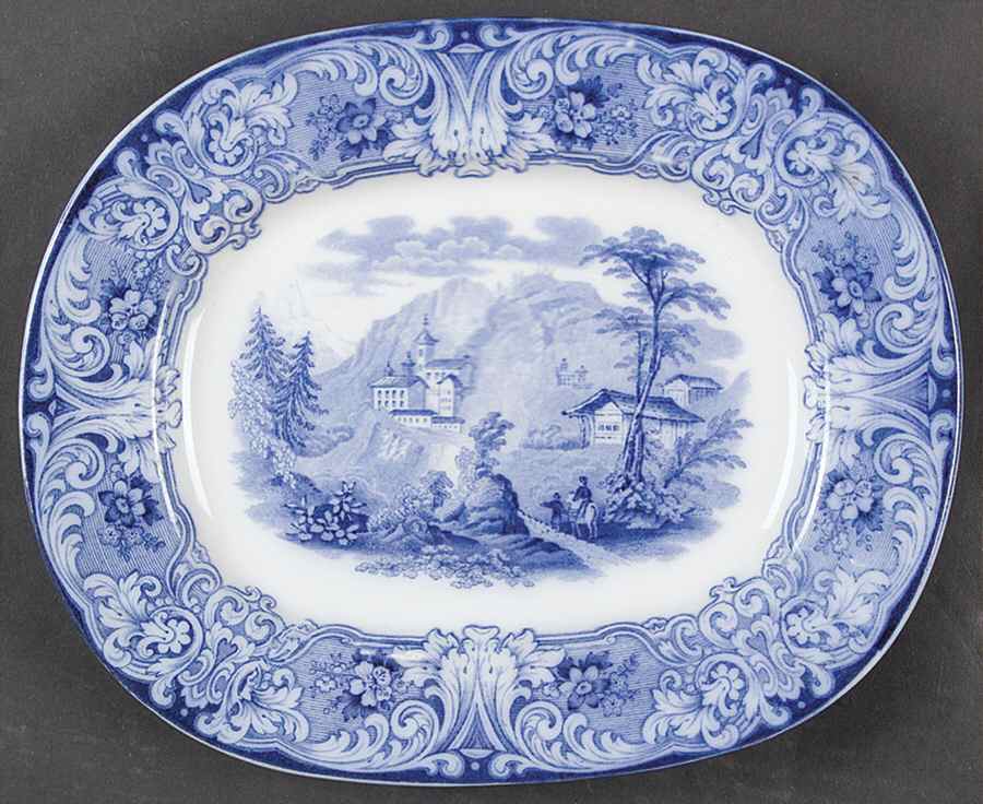 Geneva (Flow Blue) 10" Oval Serving Platter by Royal Doulton-1