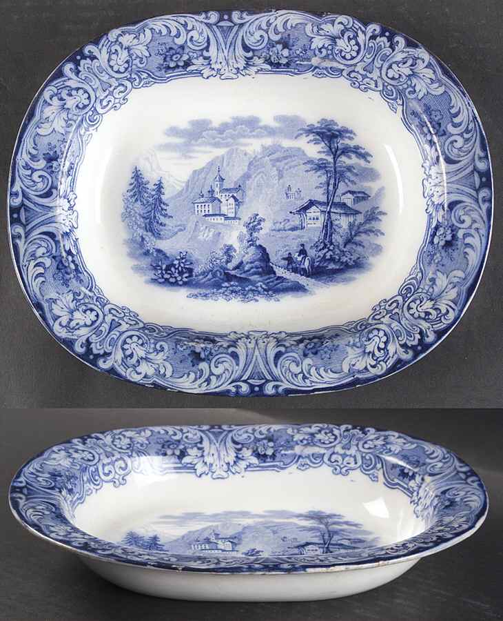 Geneva (Flow Blue) 10" Oval Vegetable Bowl by Royal Doulton-1