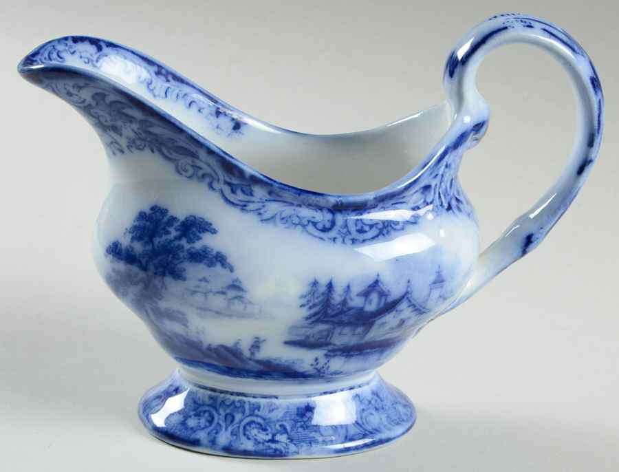 Geneva (Flow Blue) Gravy Boat by Royal Doulton-1