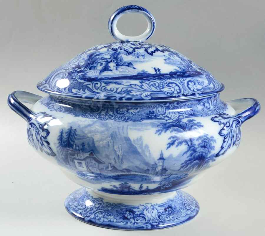 Geneva (Flow Blue) Tureen &  Lid by Royal Doulton-1
