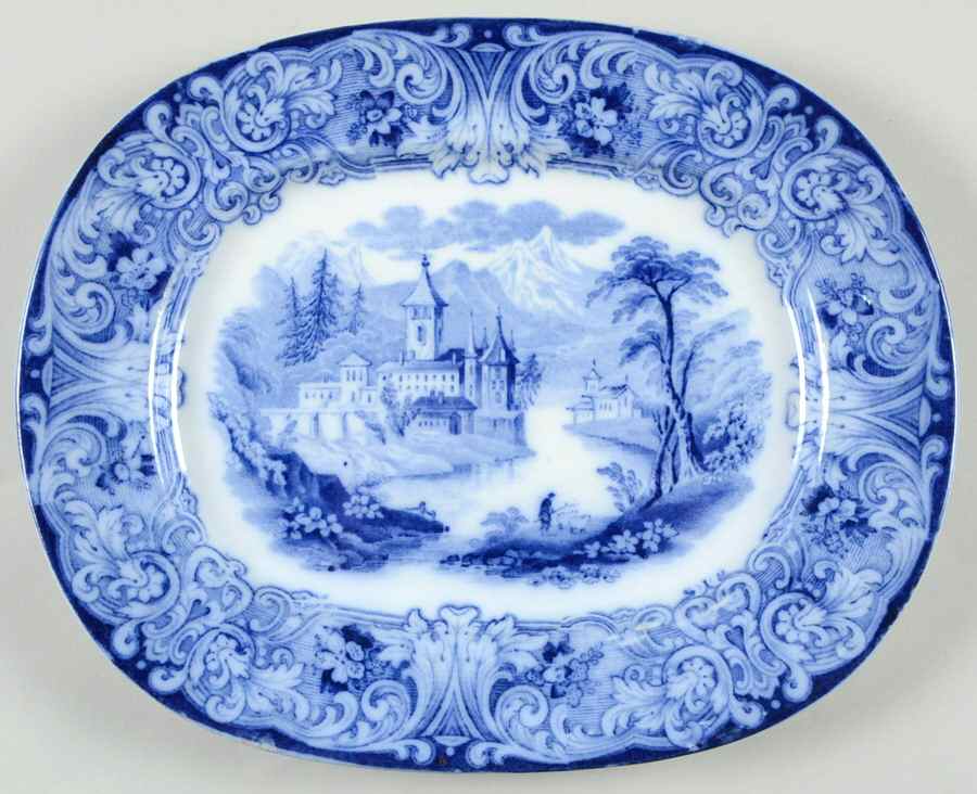 Geneva (Flow Blue) 9" Oval Serving Platter by Royal Doulton-1