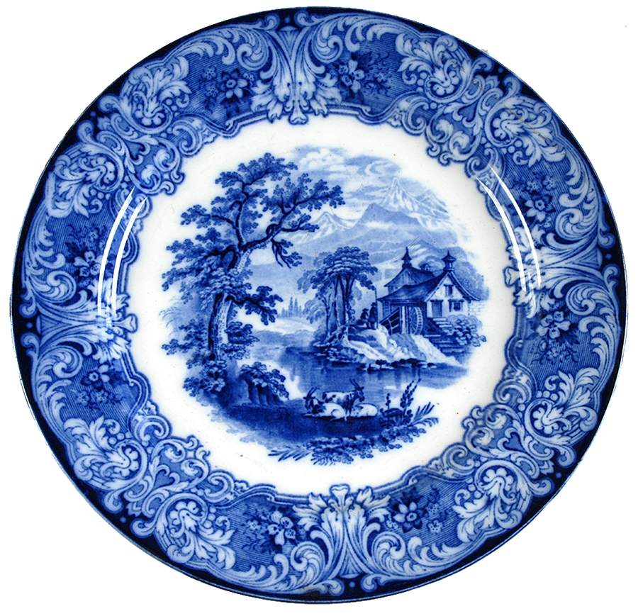 Geneva (Flow Blue) Dinner Plate by Royal Doulton-1