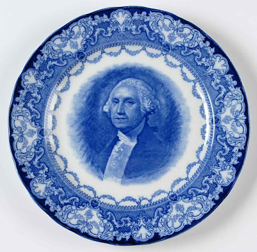 George Washington (Flow Blue) Dinner Plate by Royal Doulton-1