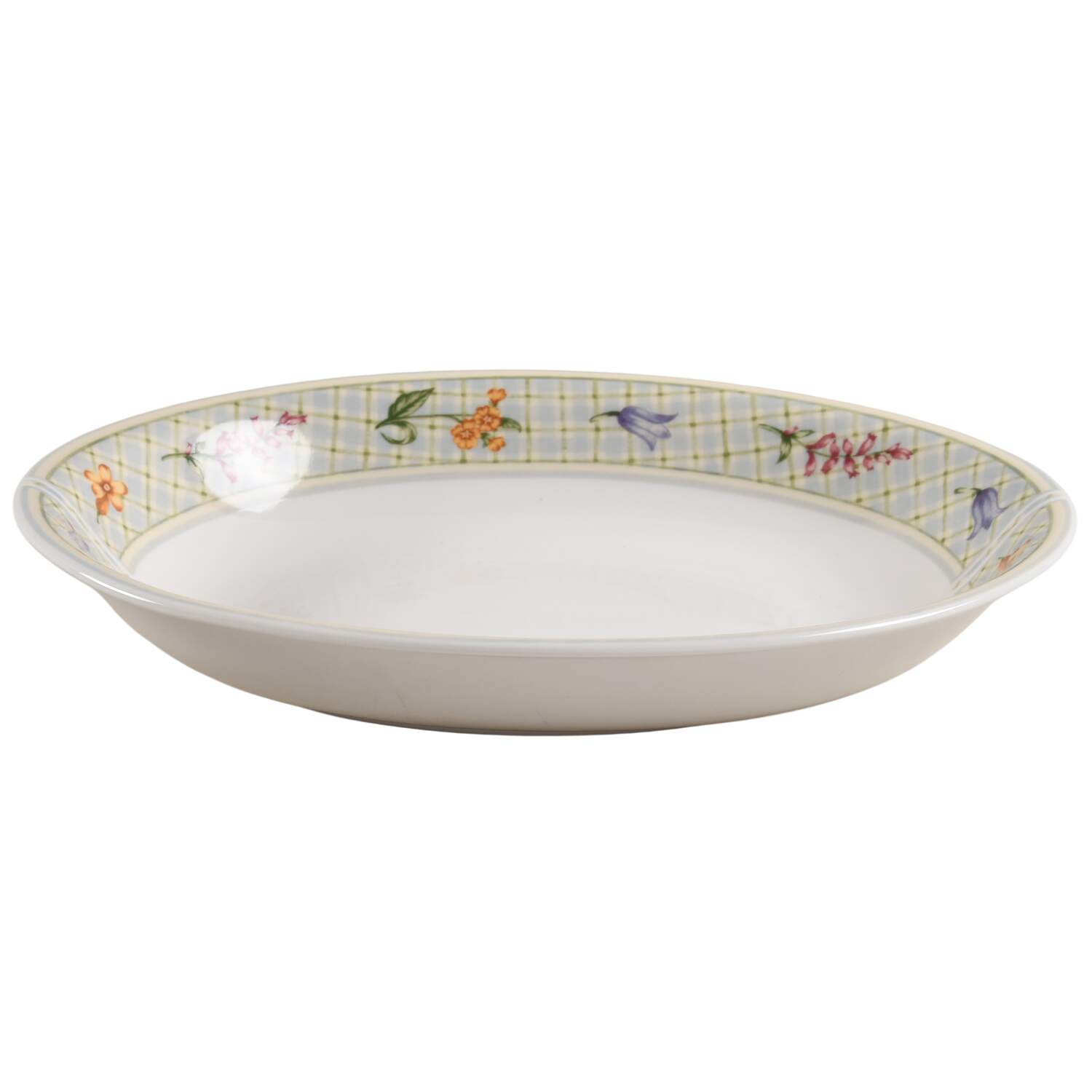 Gingham Floral 10" Oval Vegetable Bowl by Royal Doulton-1