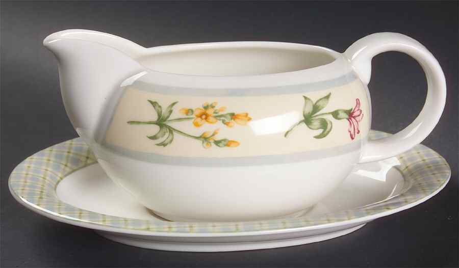 Gingham Floral Gravy Boat & Underplate by Royal Doulton-1