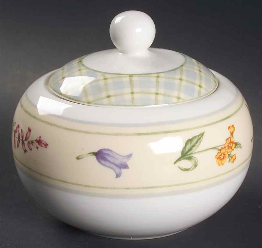 Gingham Floral Sugar Bowl & Lid by Royal Doulton-1