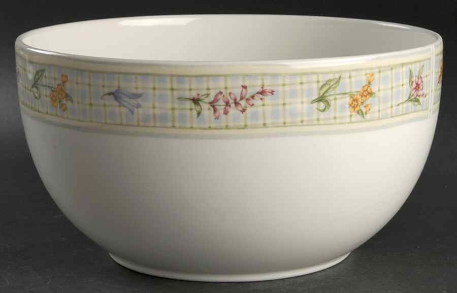 Gingham Floral 9" Salad Serving Bowl by Royal Doulton-1