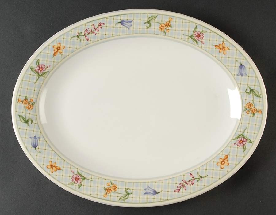 Gingham Floral 13" Oval Serving Platter by Royal Doulton-1