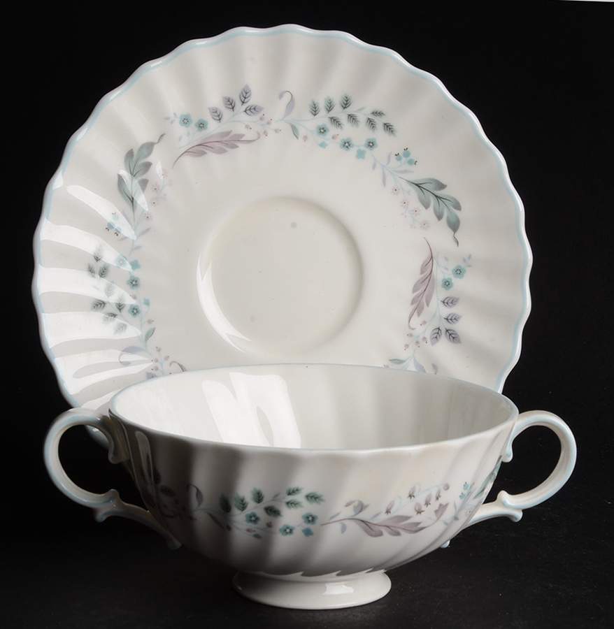Glen Auldyn Footed Cream Soup Bowl & Saucer Set by Royal Doulton-1