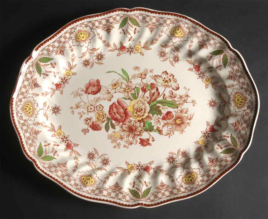 The Glendale Brown Multicolor 15" Oval Serving Platter by Royal Doulton-1