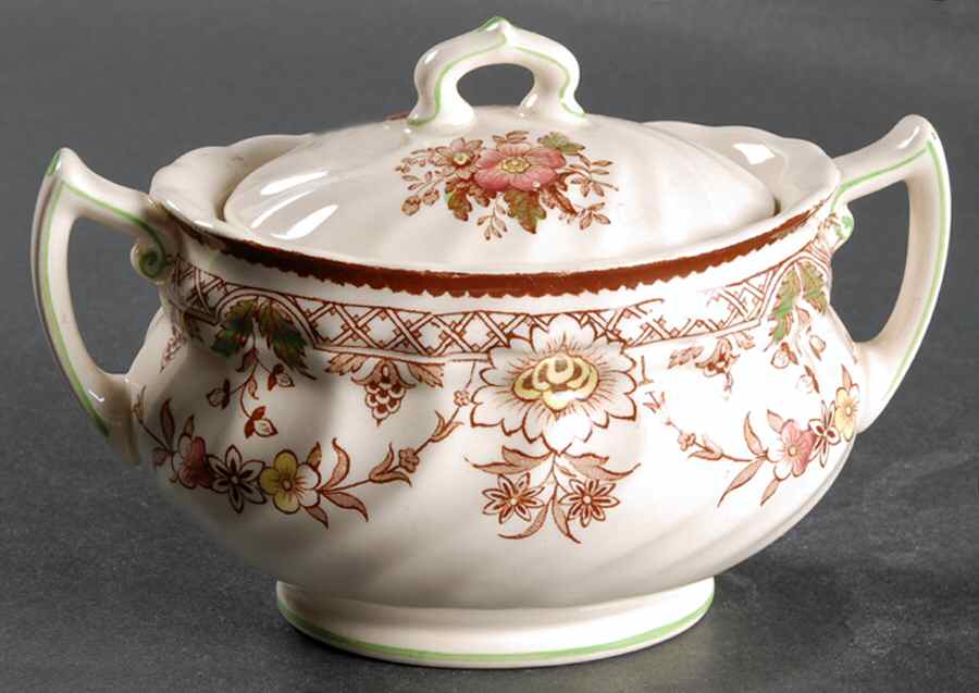 The Glendale Brown Multicolor Sugar Bowl & Lid by Royal Doulton-1