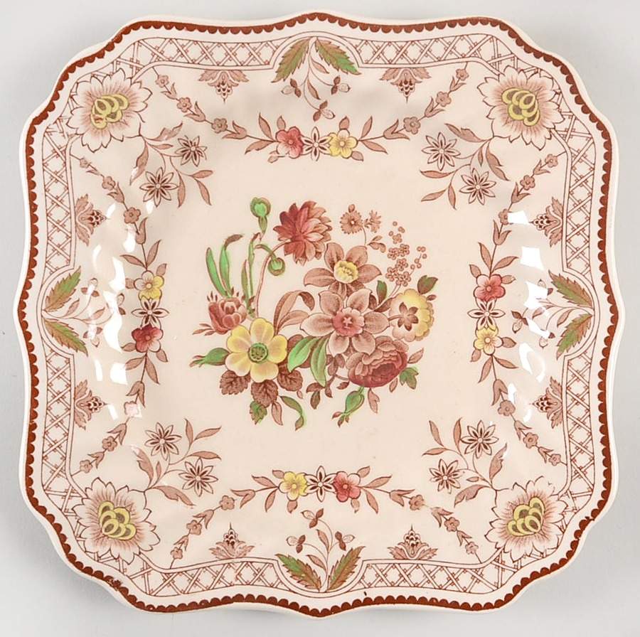 The Glendale Brown Multicolor Square Salad Plate by Royal Doulton-1