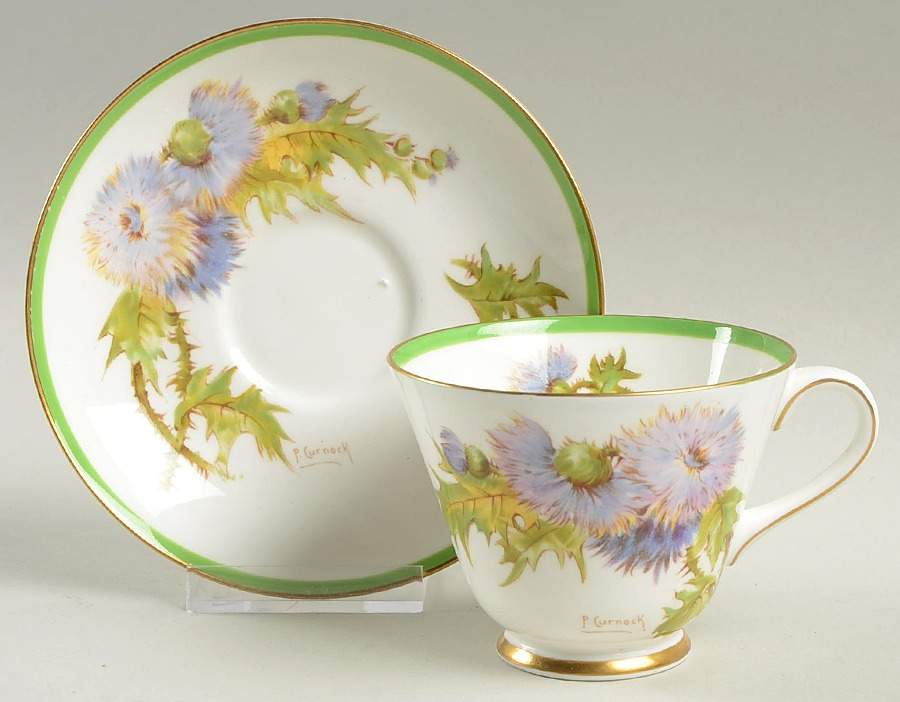 Glamis Thistle Footed Cup & Saucer Set by Royal Doulton-1