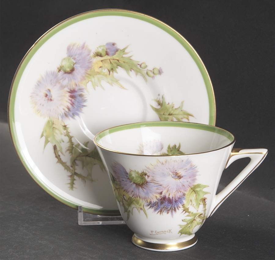 Glamis Thistle Footed Cup & Saucer Set by Royal Doulton-1