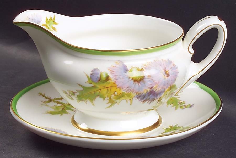 Glamis Thistle Round Gravy Boat/Attached Underplate by Royal Doulton-1