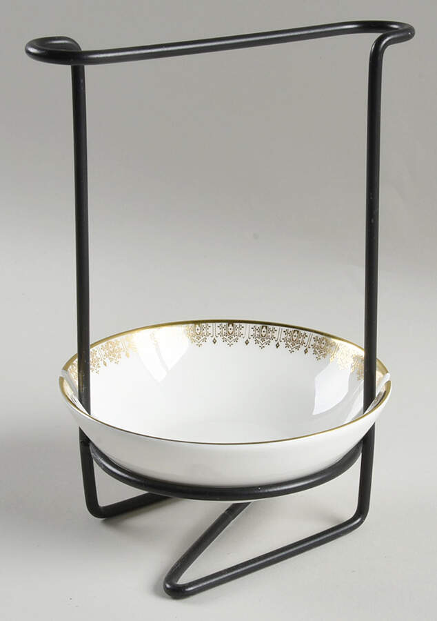 Gold Lace 8"-8 1/4" Salad Serving Set/Utensil Holder  HC by Royal Doulton-1