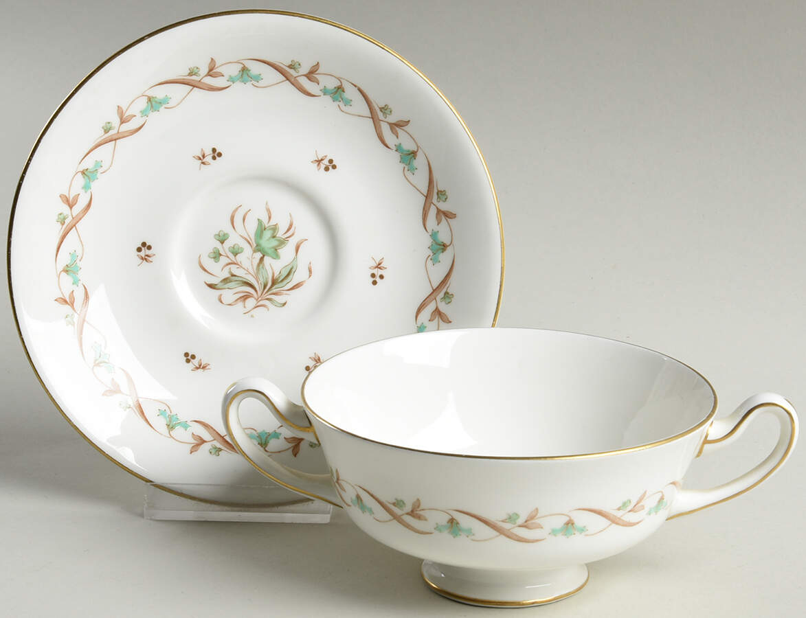Golden Spice Footed Cream Soup Bowl & Saucer Set by Royal Doulton-1