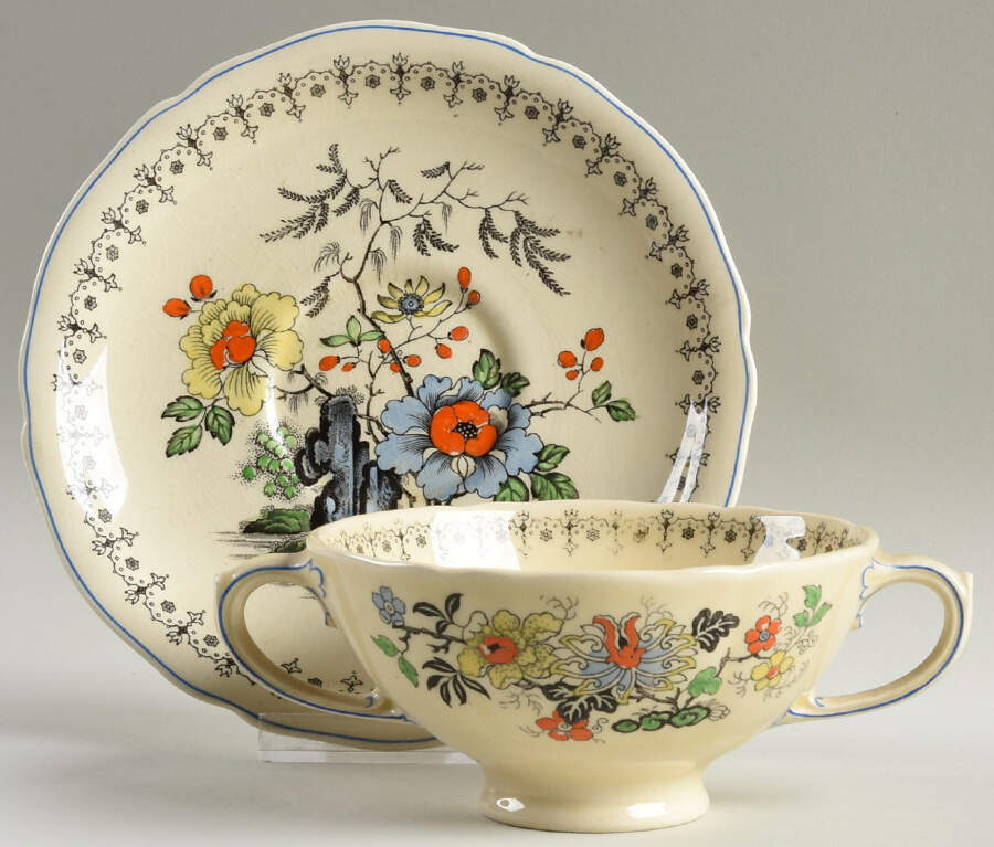 The Granville Footed Cream Soup Bowl & Saucer Set by Royal Doulton-1