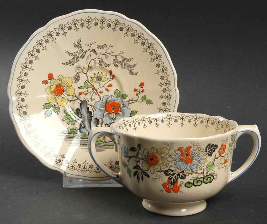 The Granville Footed Bouillon Cup & Saucer by Royal Doulton-1