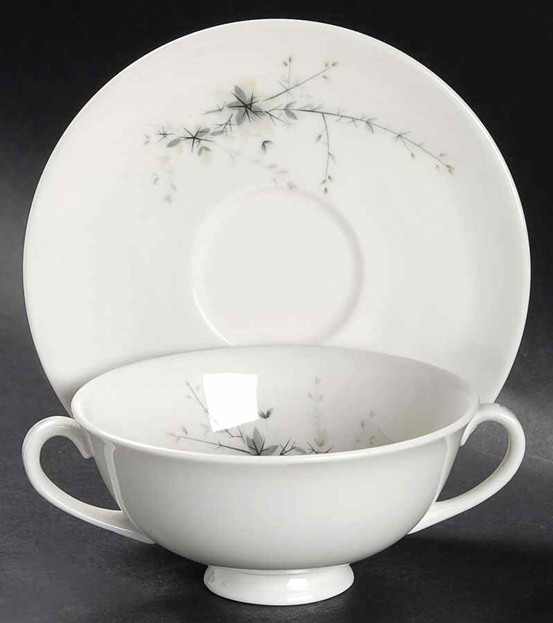 Greenbrier Footed Cream Soup Bowl & Cup Saucer Set by Royal Doulton-1