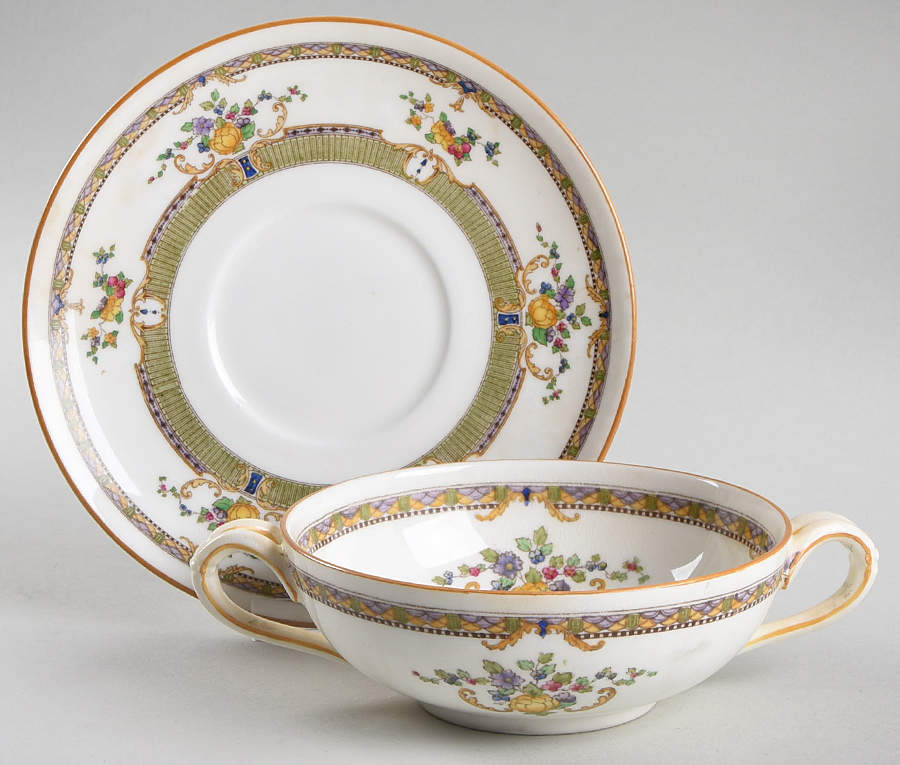 H2253 Footed Cream Soup Bowl & Saucer Set by Royal Doulton-1