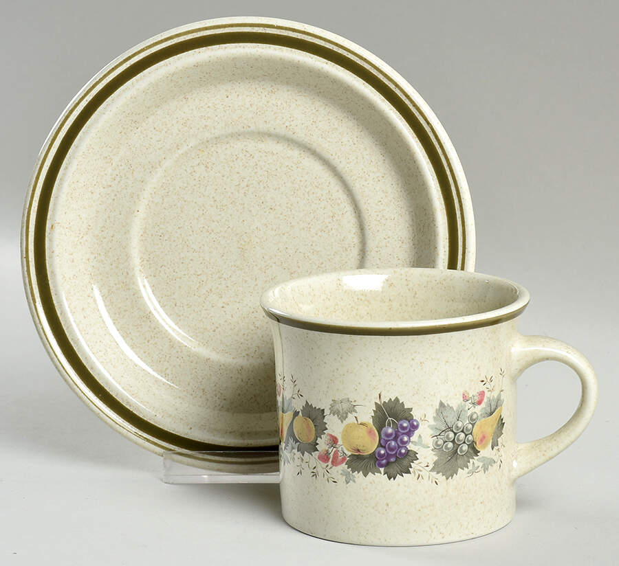 Harvest Garland (Rim) Flat Cup & Saucer Set by Royal Doulton-1