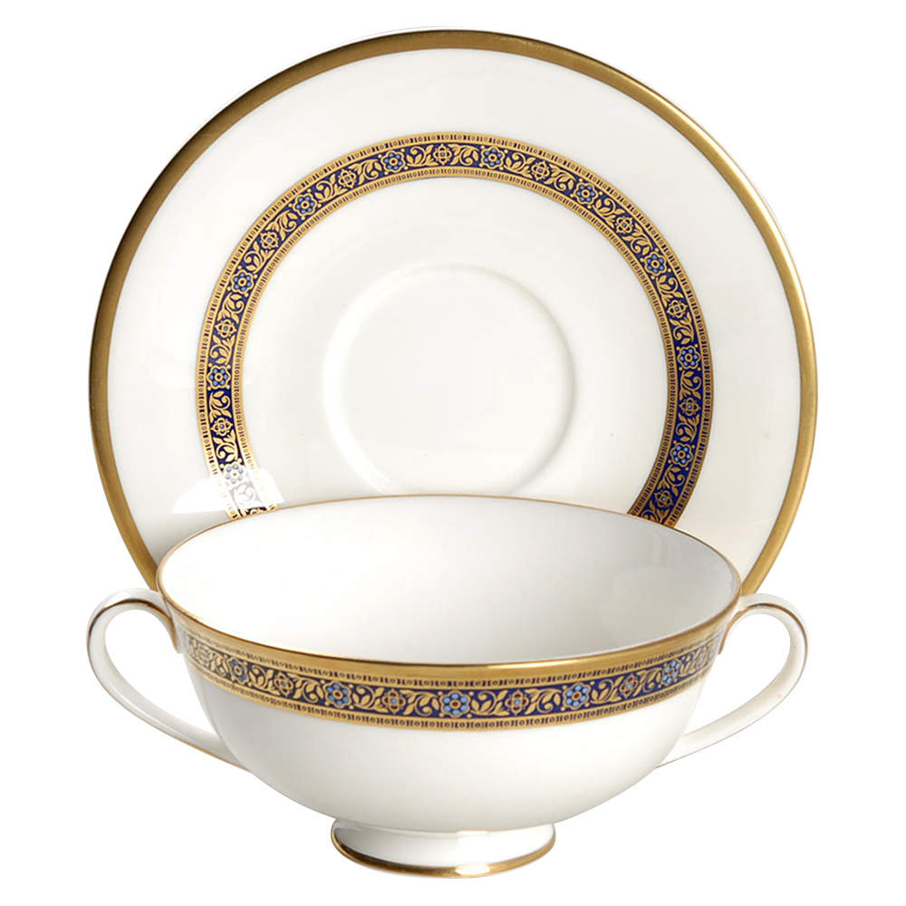 Harlow Footed Cream Soup Bowl & Cup Saucer (SAFM2) by Royal Doulton-1