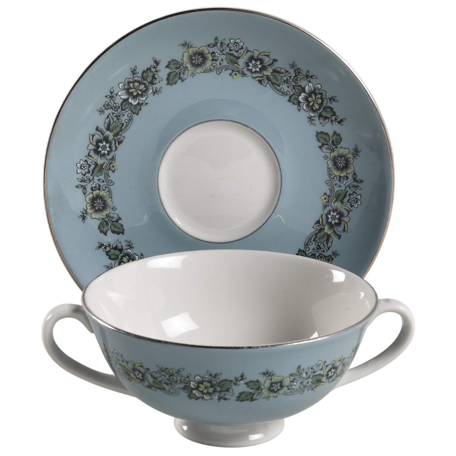 Harmony Footed Cream Soup Bowl & Saucer Set by Royal Doulton-1
