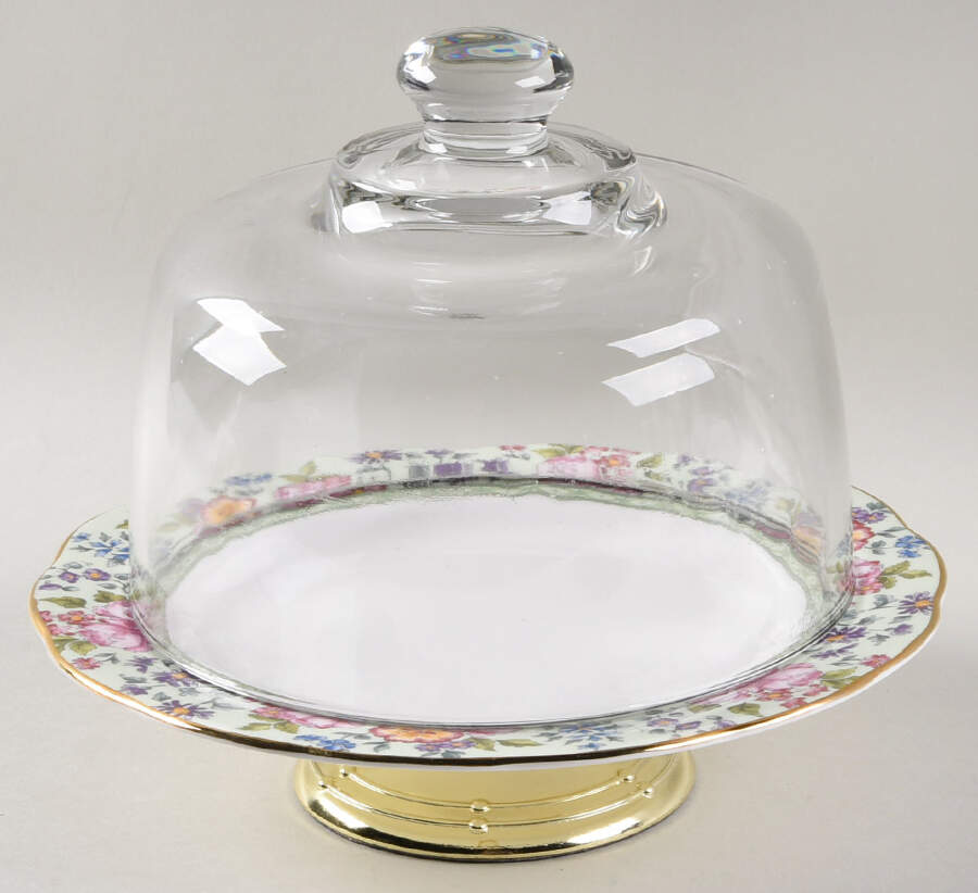 Hartington 6 1/2"-7 1/2" Footed Cheese Plate w/ Glass Dome HC by Royal Albert-1