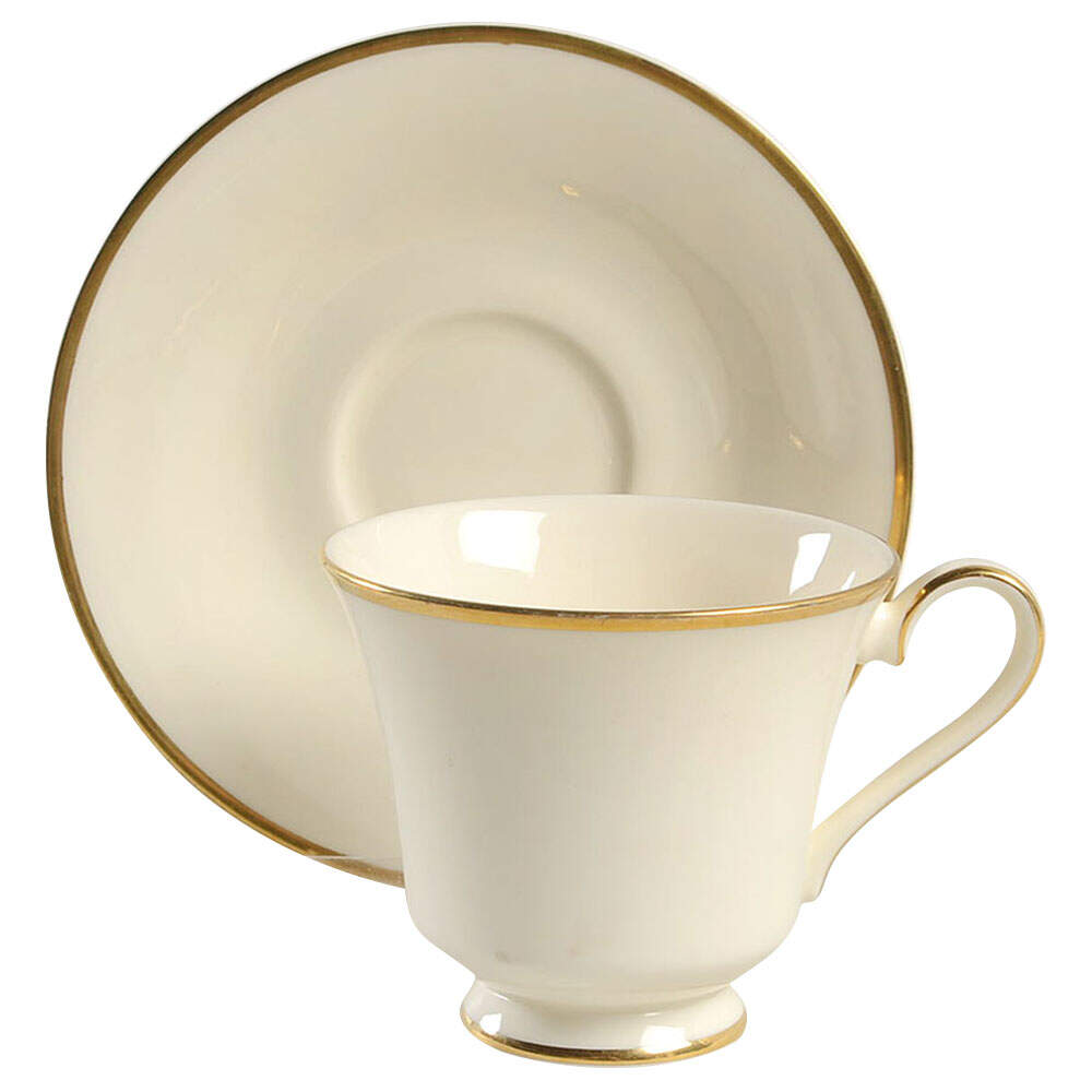 Heather (Gold Trim, Albion Shape) Footed Cup & Saucer Set by Royal Doulton-1