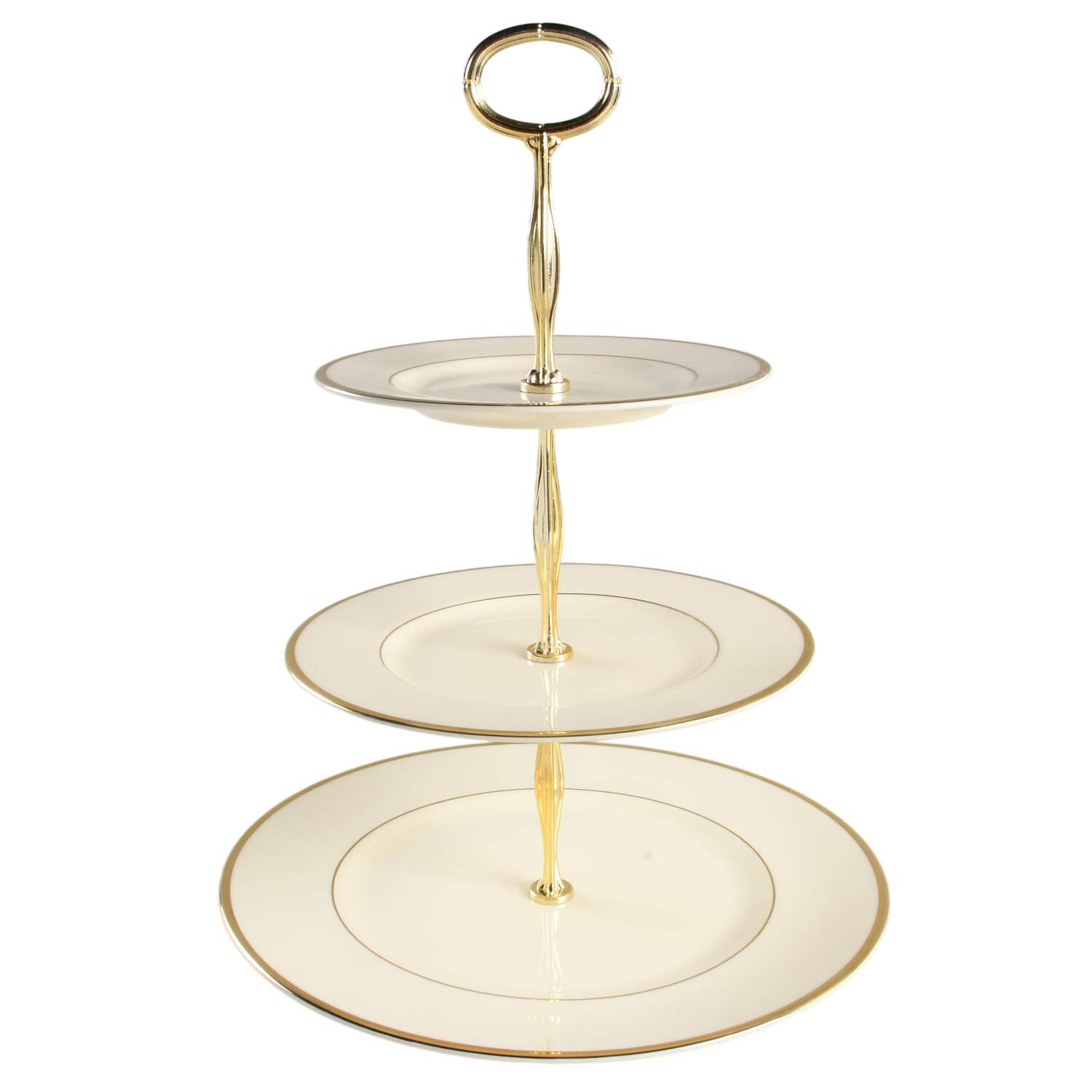 Heather (Gold Trim, Albion Shape) 13 7/8"-14 1/4" 3-Tiered Serving Tray(DP,SP,BB) HC by Royal Doulton-1