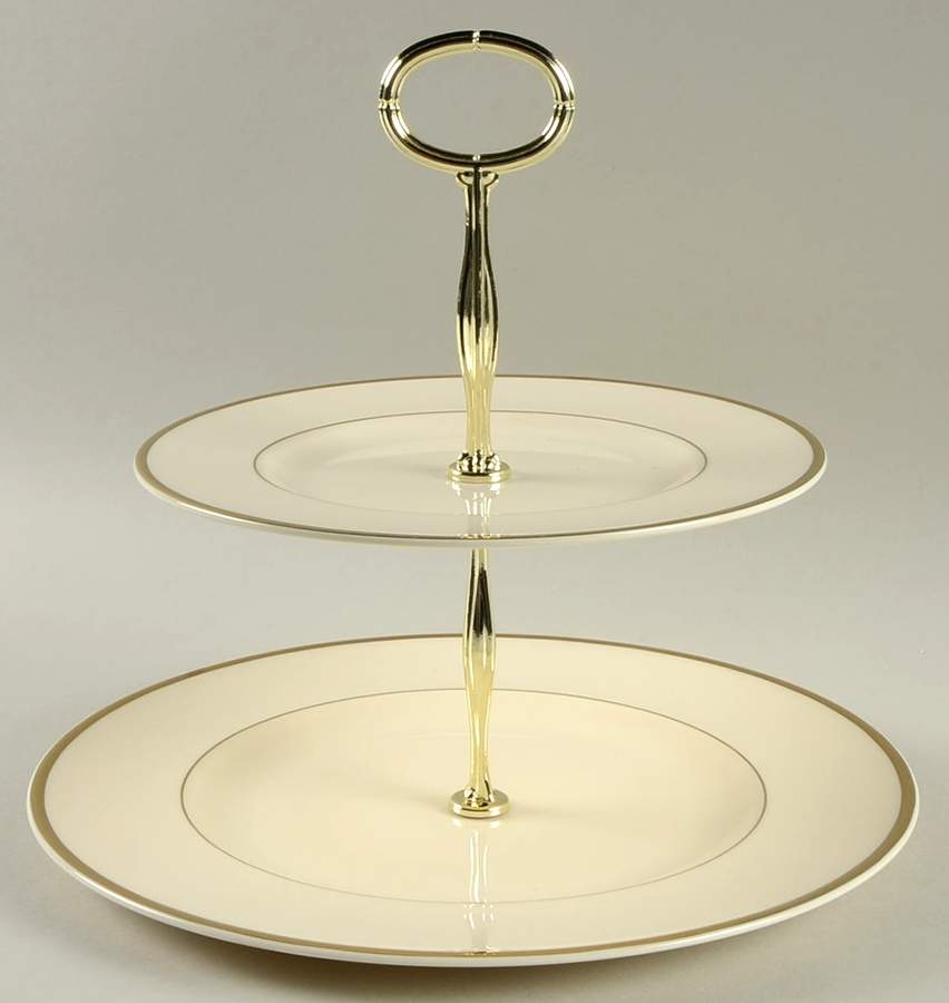 Heather (Gold Trim, Albion Shape) 2 Tiered Serving Tray (Dinner & Salad Plate) by Royal Doulton-1