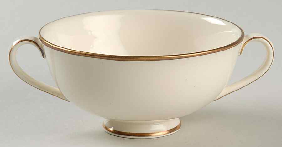 Heather (Gold Trim, Albion Shape) Footed Cream Soup Bowl by Royal Doulton-1
