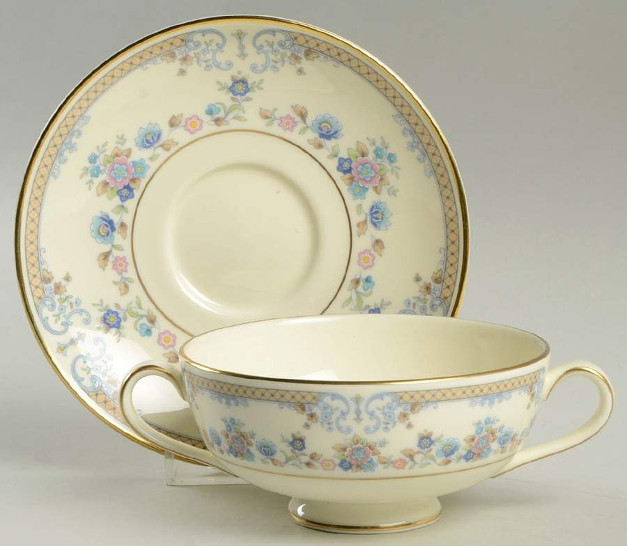 Highland Valley Footed Cream Soup Bowl & Saucer Set by Royal Doulton-1