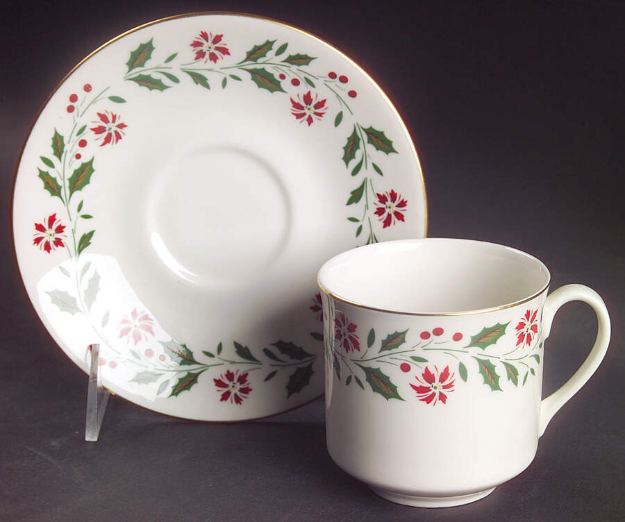 Holly Flat Cup & Saucer Set by Royal Doulton-1