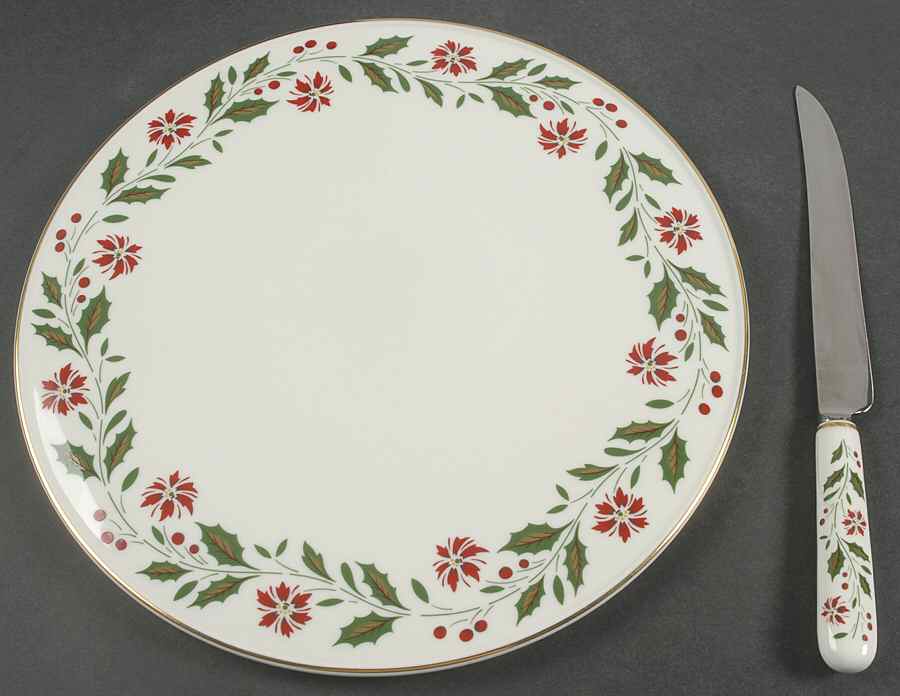 Holly Handled Cake Plate & Cake Knife (Boxed) by Royal Doulton-1