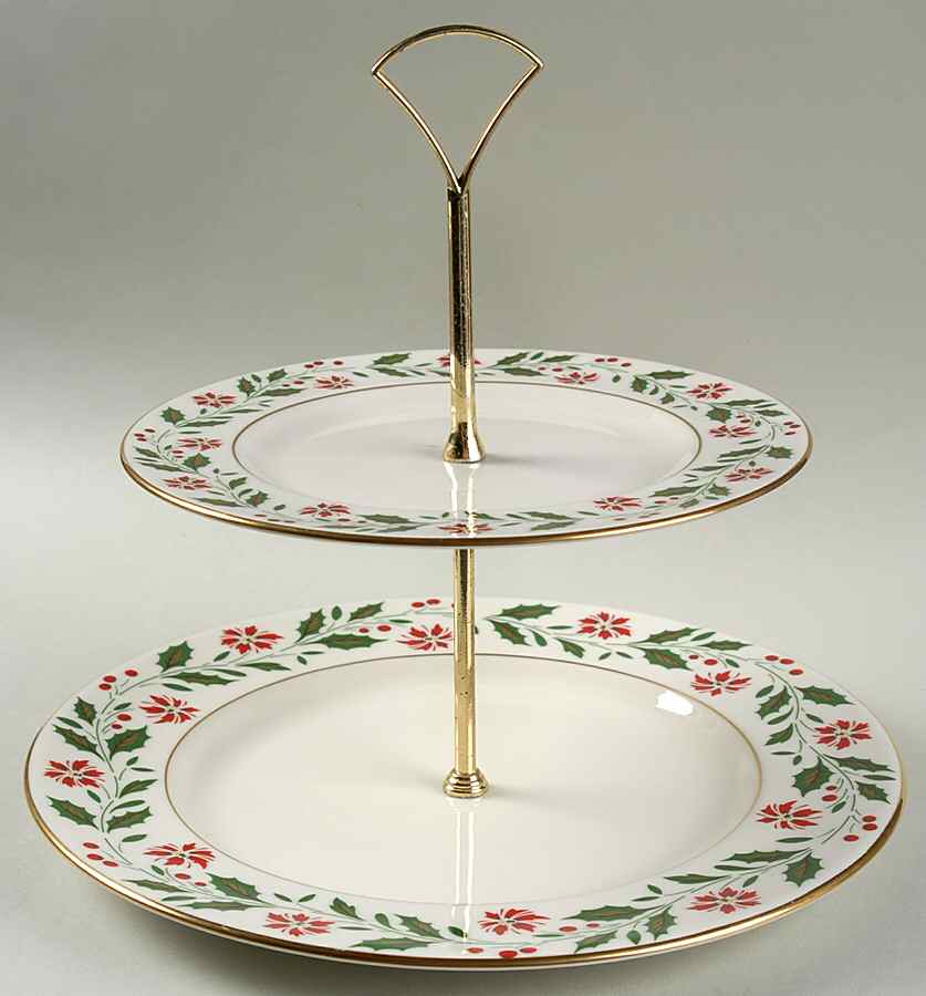 Holly 2 Tiered Serving Tray (Dinner & Salad Plate) by Royal Doulton-1